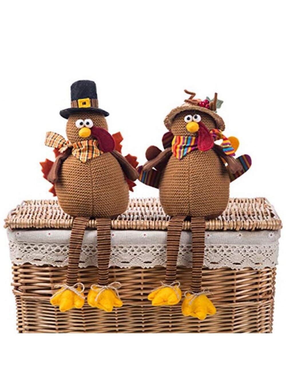 2 Pack Stuffed Turkey Couple Doll Thanksgiving Table Decoration